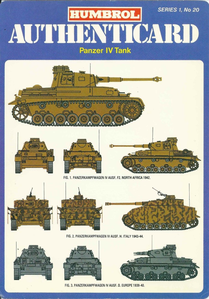 Humbrol Authenticard No 20 - Panzer IV Tank